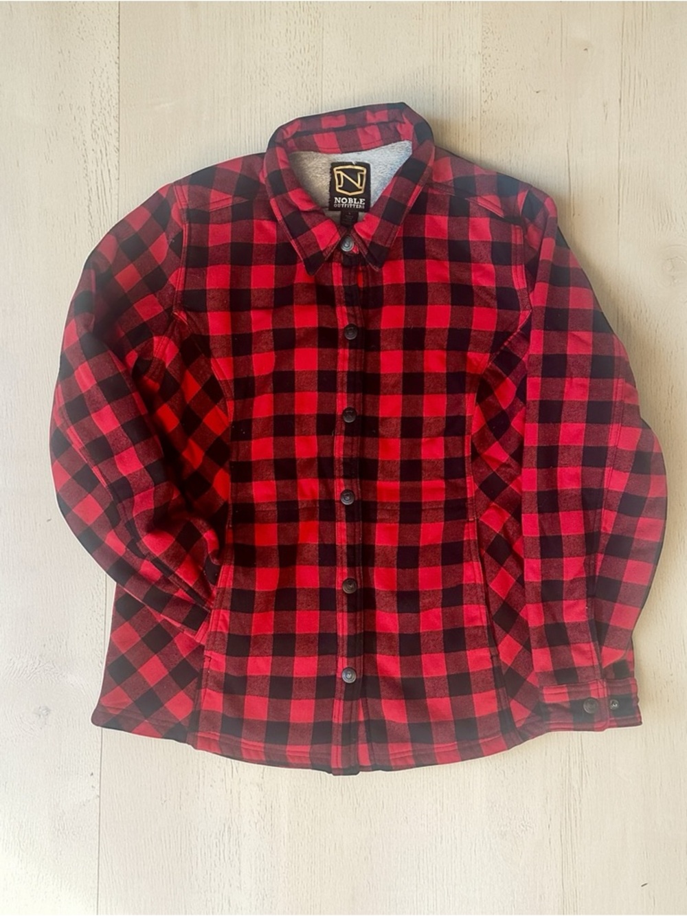 Red and Black Plaid Women's fleece lined Shacket Noble Outfitters Size L